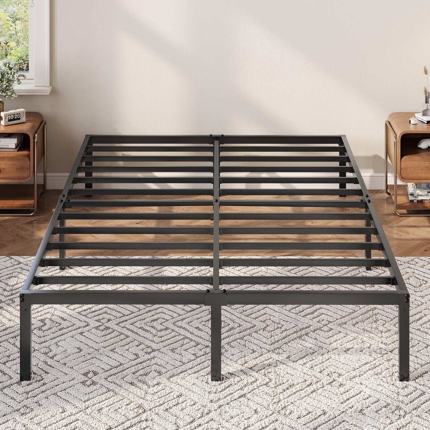 Allewie Queen Bed Frame, 12 Inch Metal Platform Beds with Storage Space, No Box Spring Required and Easy Assembly, Black
