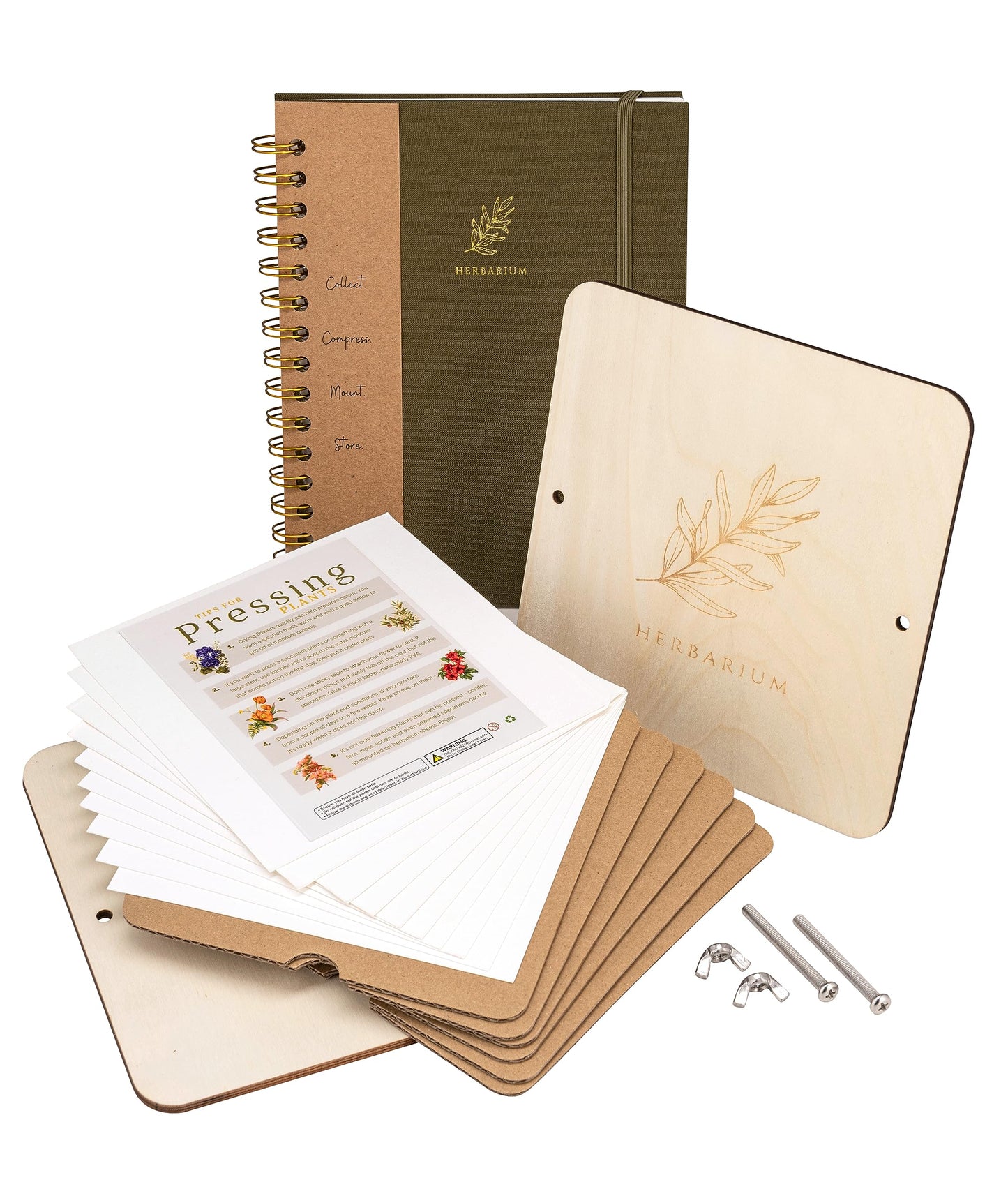 WOKK Flower Press with Herbarium Journal | Flower Preservation Kit, Leaf Press Kit for Making Cards, Plant Press for Adults and Kids, Added Journal for Pressed Plants Art Preservation