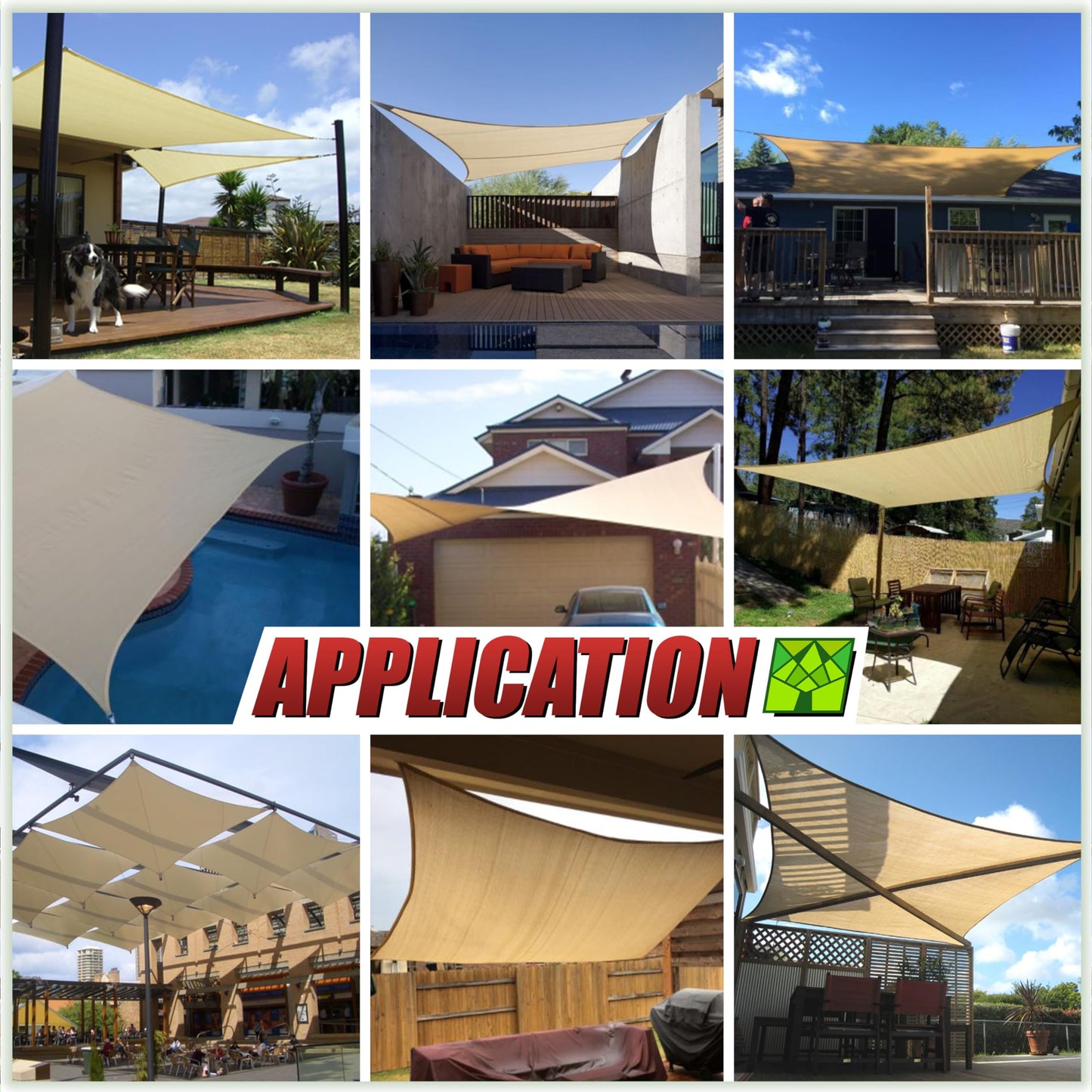 ColourTree 12' x 20' Beige Sun Shade Sail Rectangle CTSLR1220 - Canopy Mesh Fabric UV Block UPF50 - Commercial Heavy Duty - 190 GSM - 3 Years Warranty (We Make Custom Size)