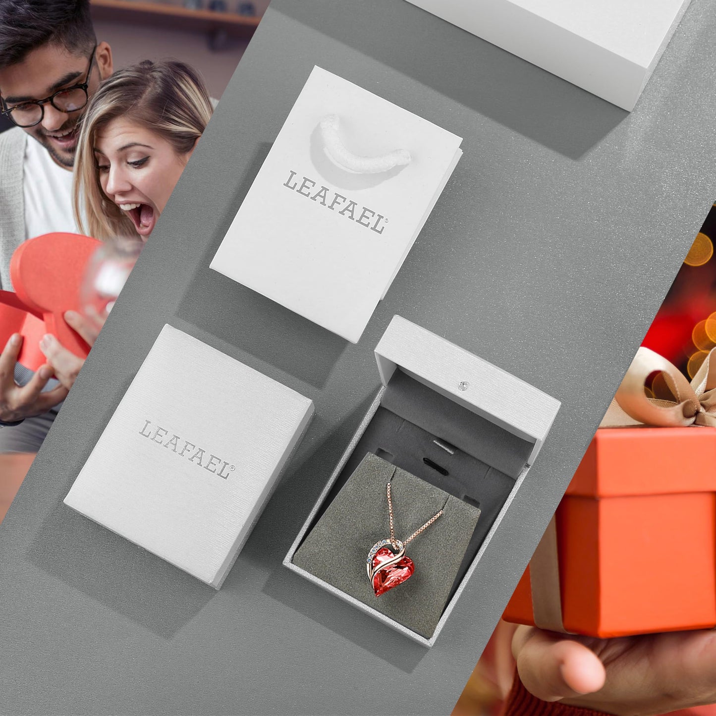 Leafael Gifts for Women Rose Gold Plated Necklaces: Heart Carnelian Red Crystal, Birthstone for January and July, Hypoallergenic Chain (18"+2"), Birthday Jewelry for Mom and Wife