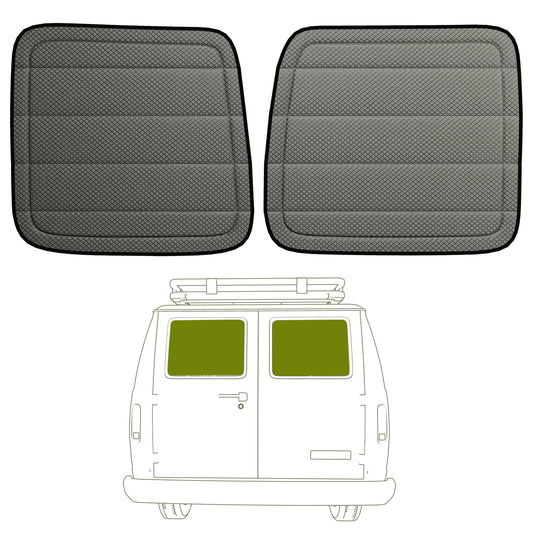 VANNCAMP Rear Door Window Covers(Pair) for Ford Econoline, Magnetic Insulated Blackout Window Sunshade, Foldable Design, AllSeasonGuard