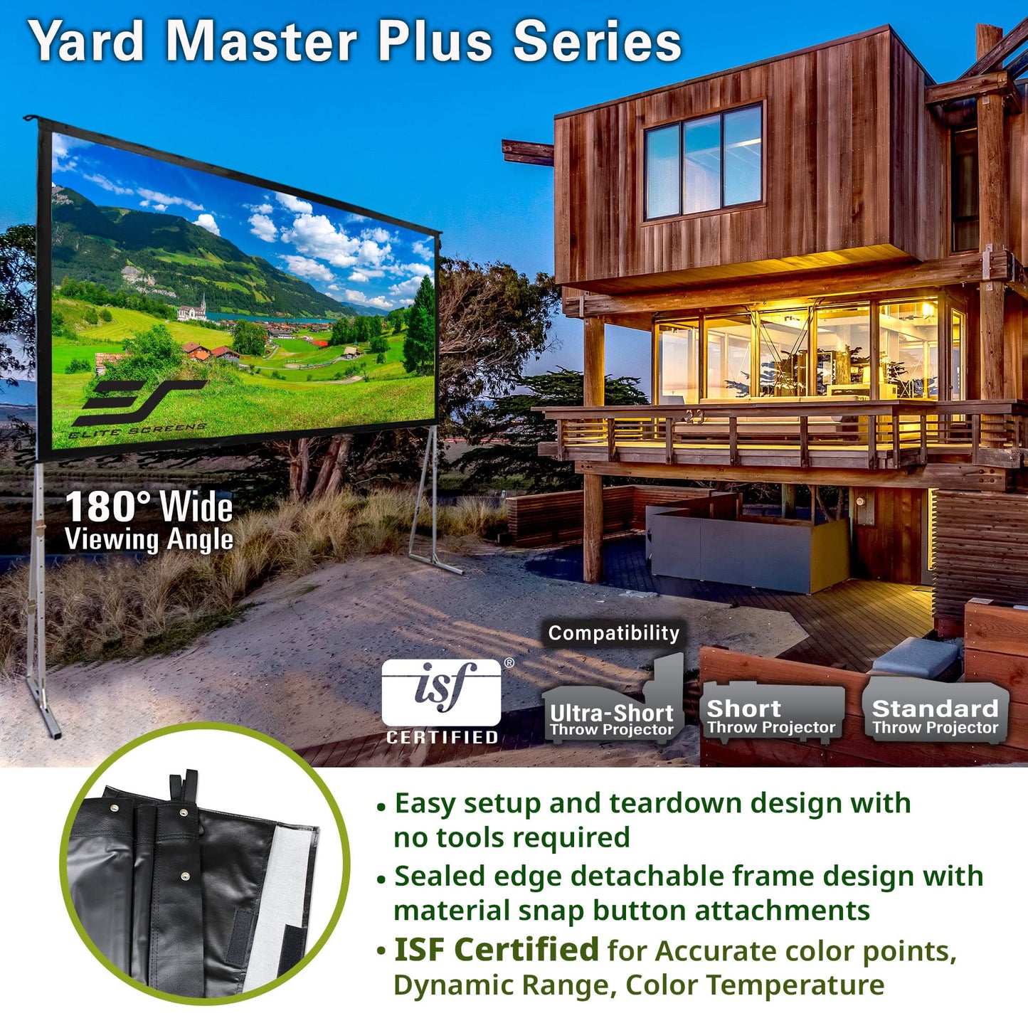 Elite Screens Yard Master Plus, 135-INCH 16:9 Height Setting Adjustable Portable Projector Screen, 4K HD Outdoor Indoor Movie Theater Front Projection, US Based Company 2-YEAR WARRANTY, OMS135H2PLUS