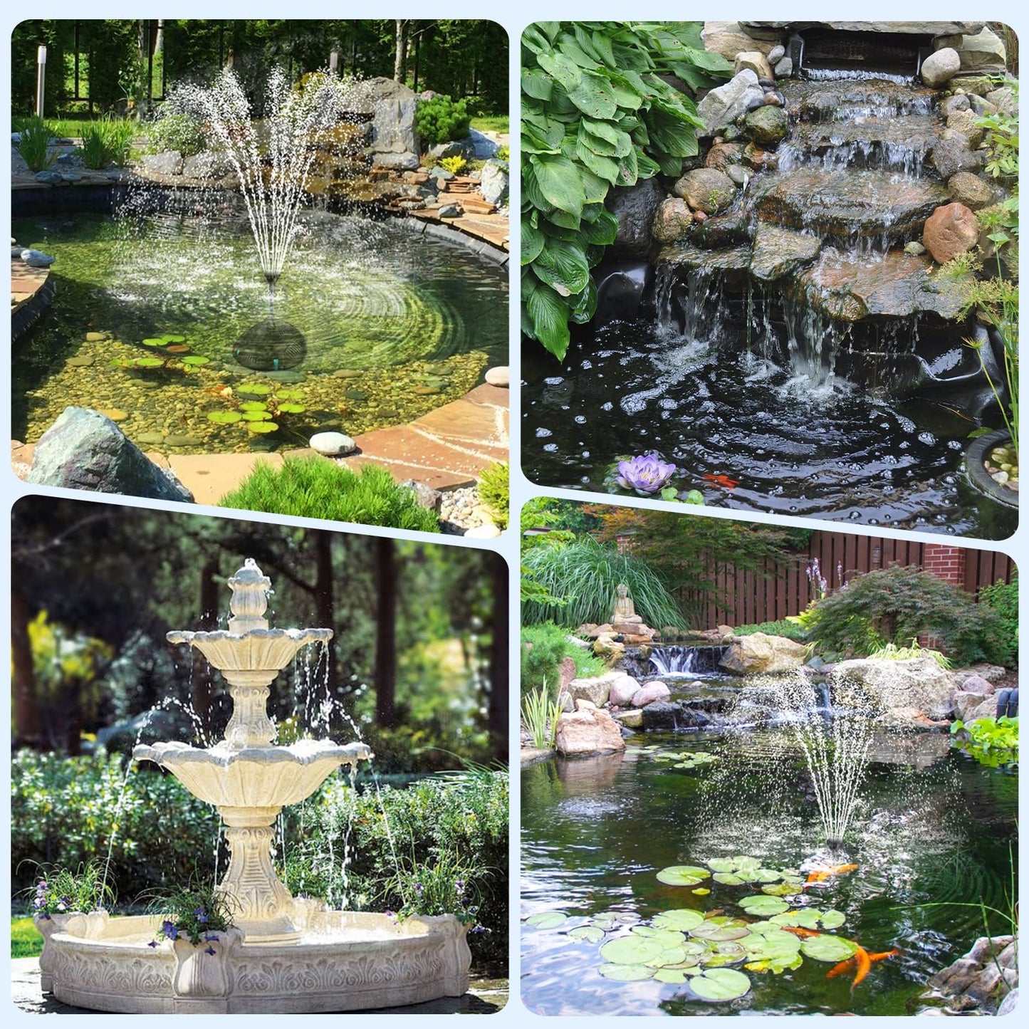 POPOSOAP Pond Filter with Pump Fountain Kits Built-in UV Clarifier, 660GPH/40W Pond Filters for Outdoor Ponds Clearing, Garden Fish Tank, Aquarium, and Add Water Features