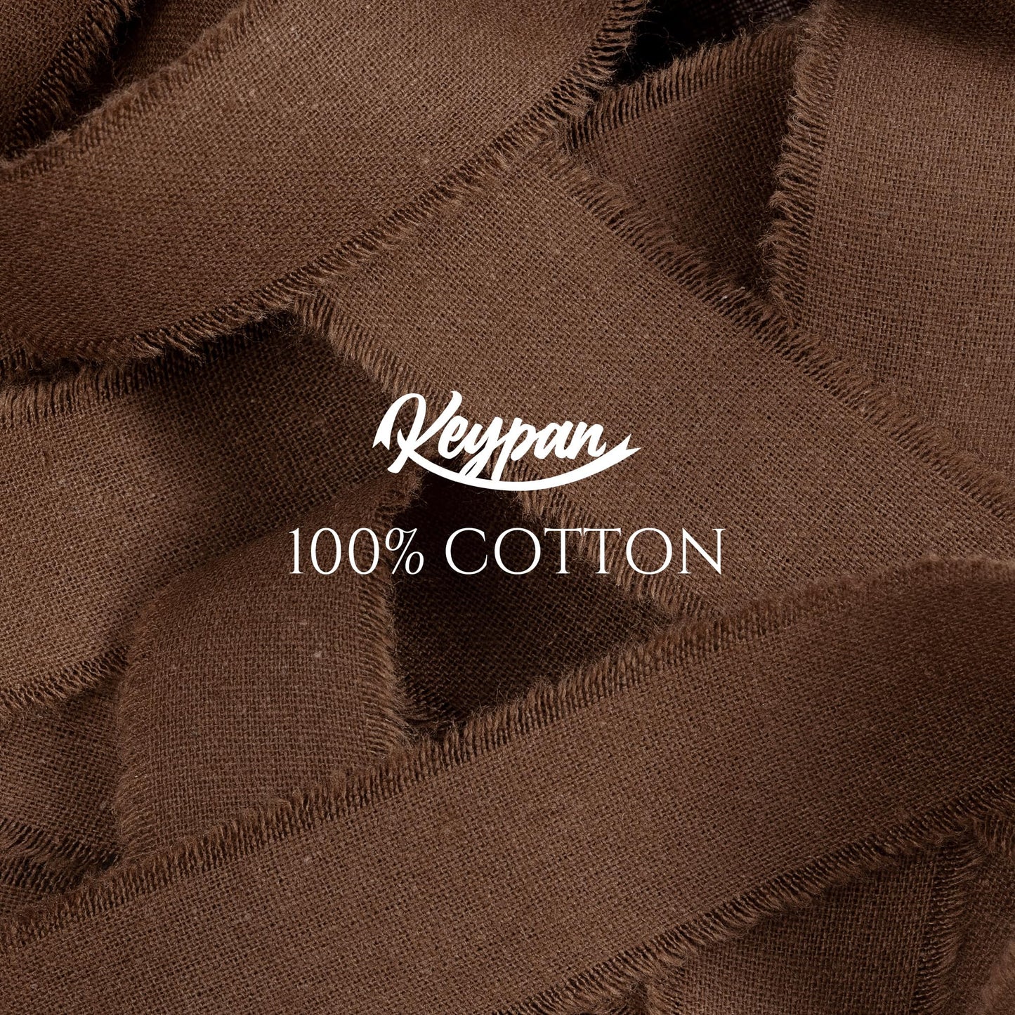 Keypan Brown Ribbon 1" x 15 Yards with Frayed Fringe Fabric Cotton Ribbons for Gift Wrapping Wedding Invitations Flower Bouquet Baby Shower
