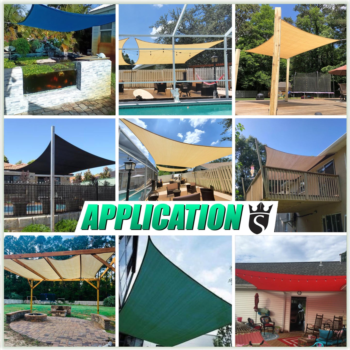 Royal Shade 8' x 16' Beige Rectangle Sun Shade Sail RS-SLR, UPF50+ 95% UV Blockage, 200GSM Commercial Standard Heavy Duty, Water & Air Permeable Canopy Mesh Fabric for Patio (We Make Custom Sizes)