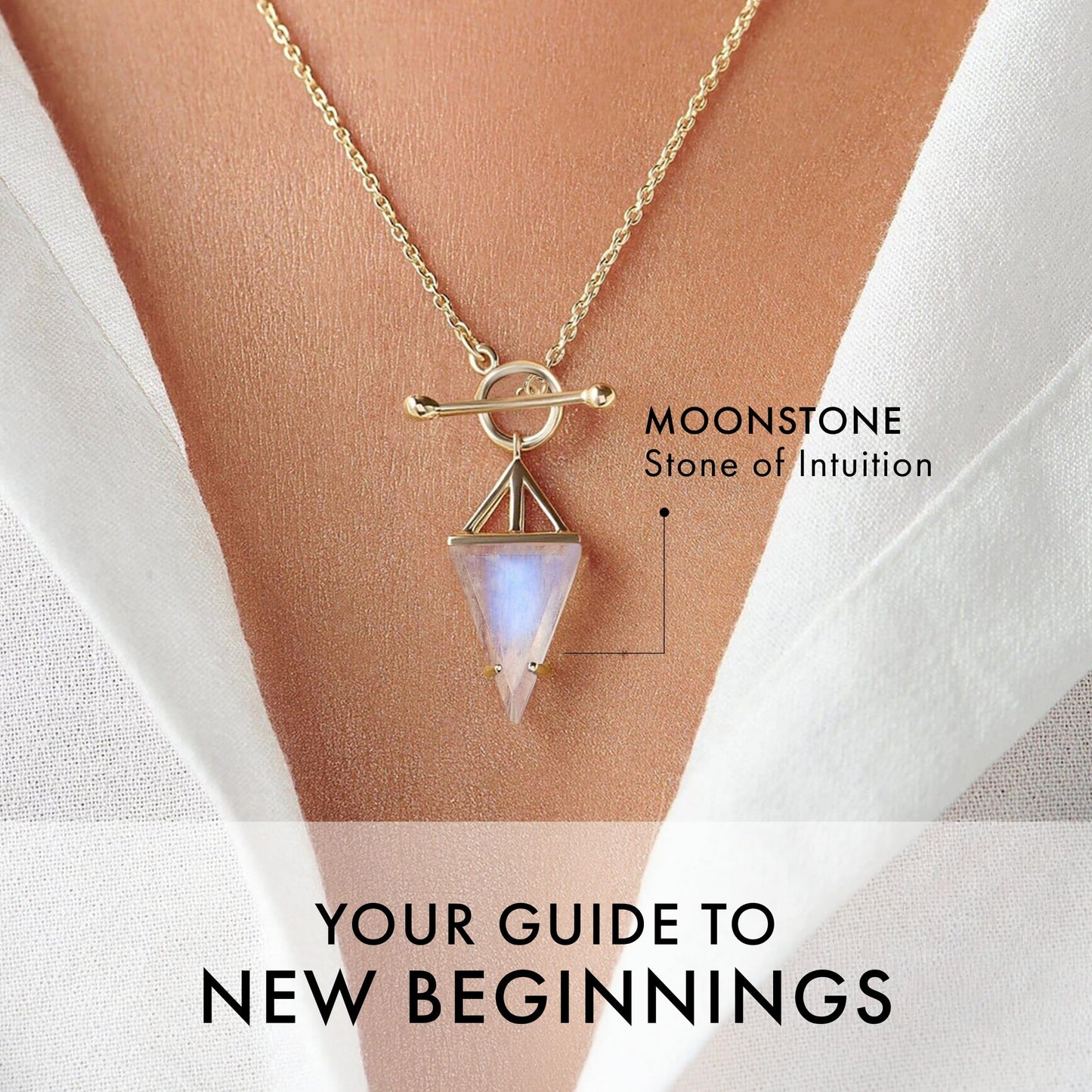 Moon Magic - Authentic Moonstone Necklace for Women | Onyx, Black Obsidian Necklaces/Real 925 Sterling Silver/18k Rose and Yellow Gold Enchanted Crystal Necklace for Women | Genuine Gemstone Jewelry