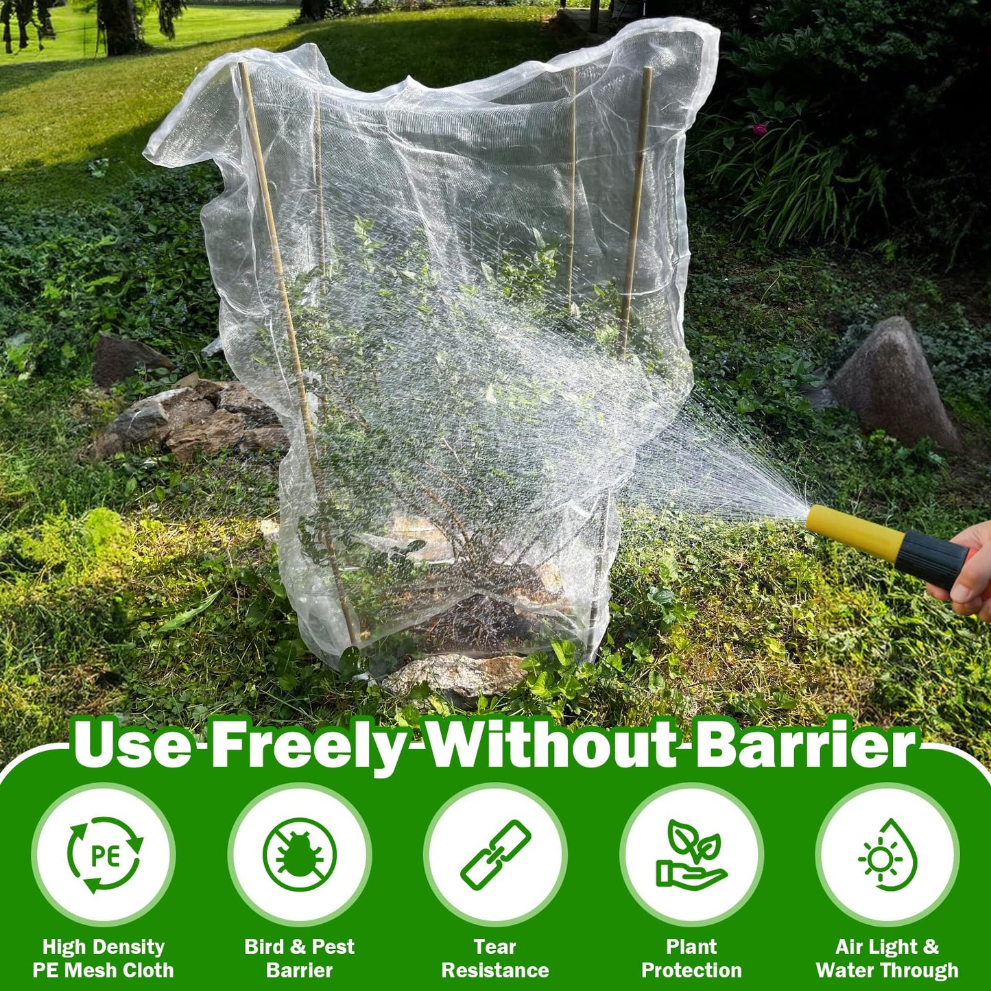 2 PCS Large Fruits Tree Netting Cover for Garden 4 x 6 ft Garden Insect Bird Barrier Plant Netting for Tomato Blueberry Bush Netting Covers Deer Cicada Netting Cover Bag with Drawstring
