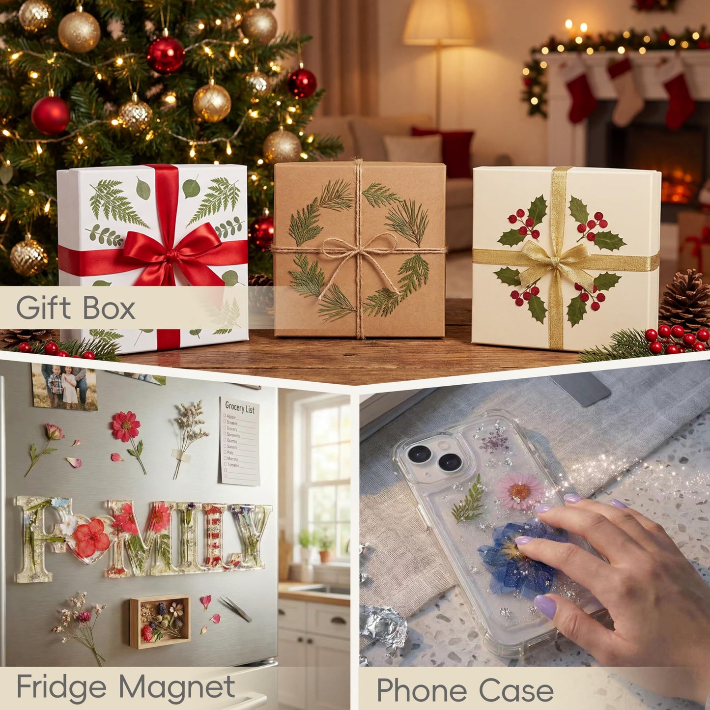 LUXEEASE 84P Dried Pressed Flowers and Leaves Kit - Natural Earthy Green Leaves, Ferns & Eucalyptus for Resin Art, Scrapbooking, Soap Making, Candle Making, DIY Gifts - Tweezers Included