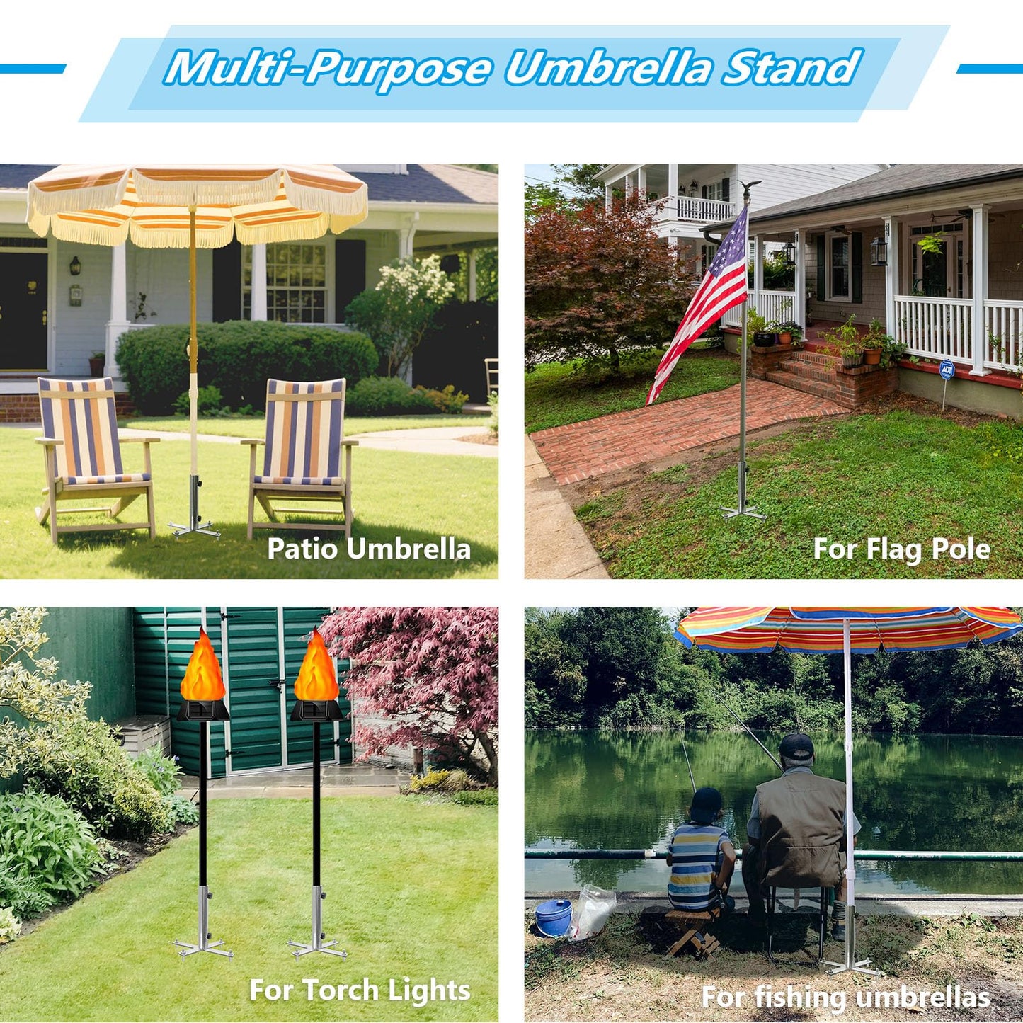 AVCMOTO Umbrella Stand Outdoor Base, Heavy Duty Outdoor Umbrella Base, Detachable for Easy Carry, 18.7 Inch Beach Umbrella Sand Anchor for Beach, Lawn, Sand, Patio