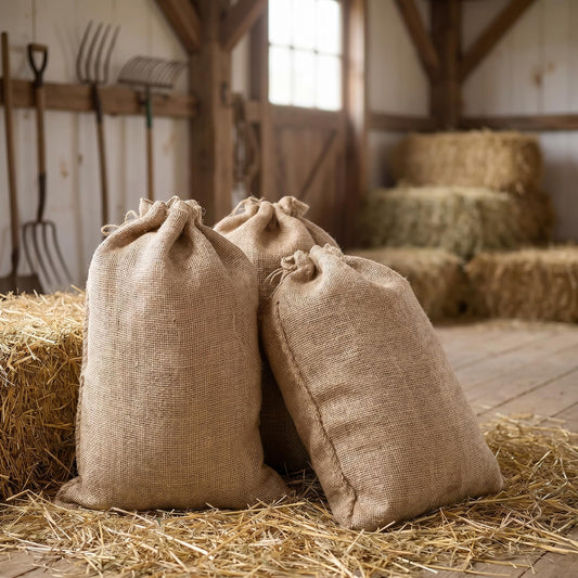 Bekith 6 Pack Burlap Bags with Drawstring, 18" x 24" Natural Jute Potato Sacks, Reusable Root Vegetable Storage Bags, Strong Race Bags for Kids, Perfect Birthday Party Game