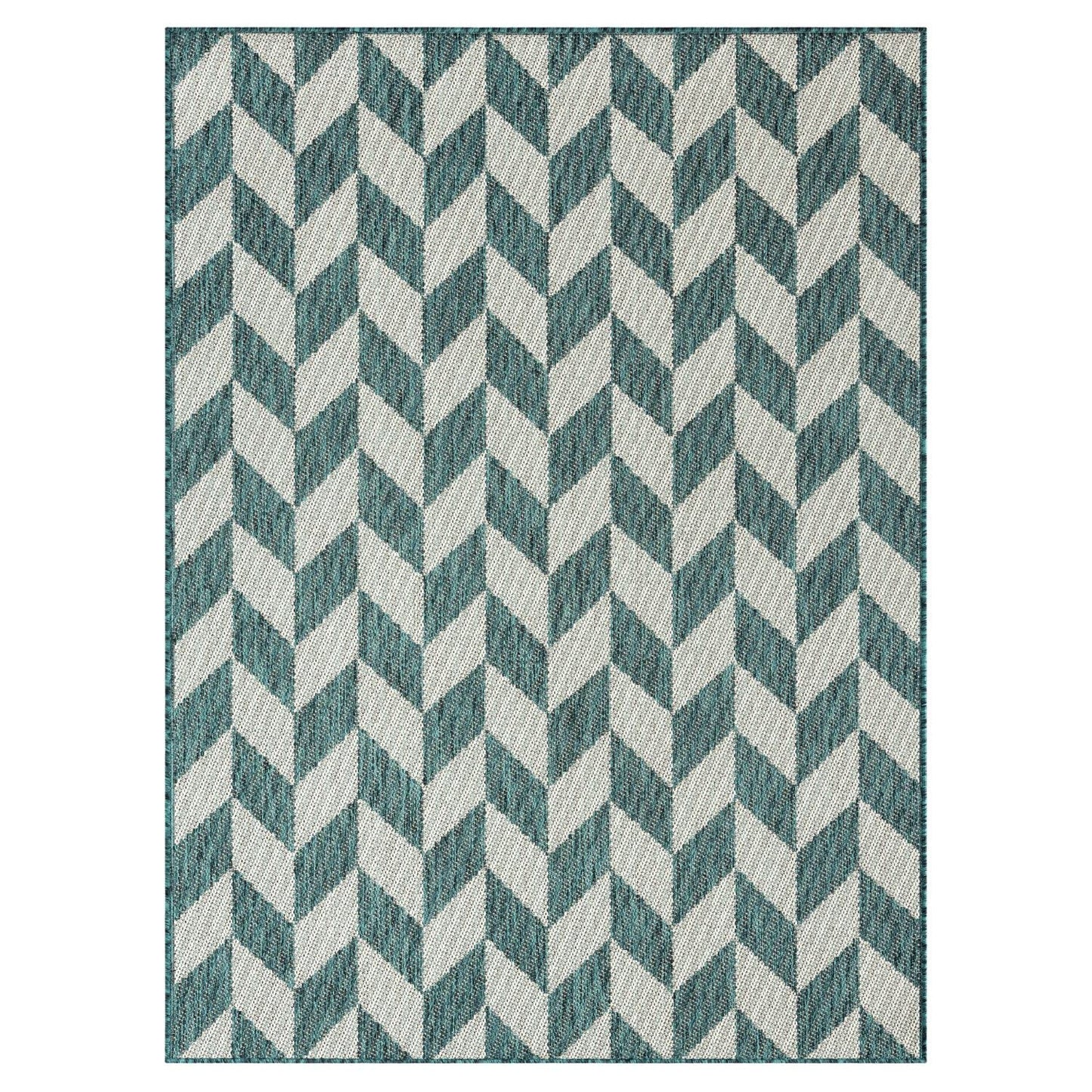 Nicole Miller New York Patio Country Calla Contemporary Herringbone Indoor/Outdoor Area Rug, Green/Cream, 6'6"x9'2"