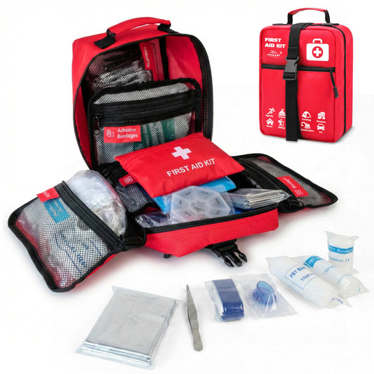 556 Piece Premium Large First Aid Kit, Survival Medical Bag with Labelled Compartments, Workplace Essential for Home & Sports, Molle Tactical Rip-Away Design, First Responders' Choice for Trauma