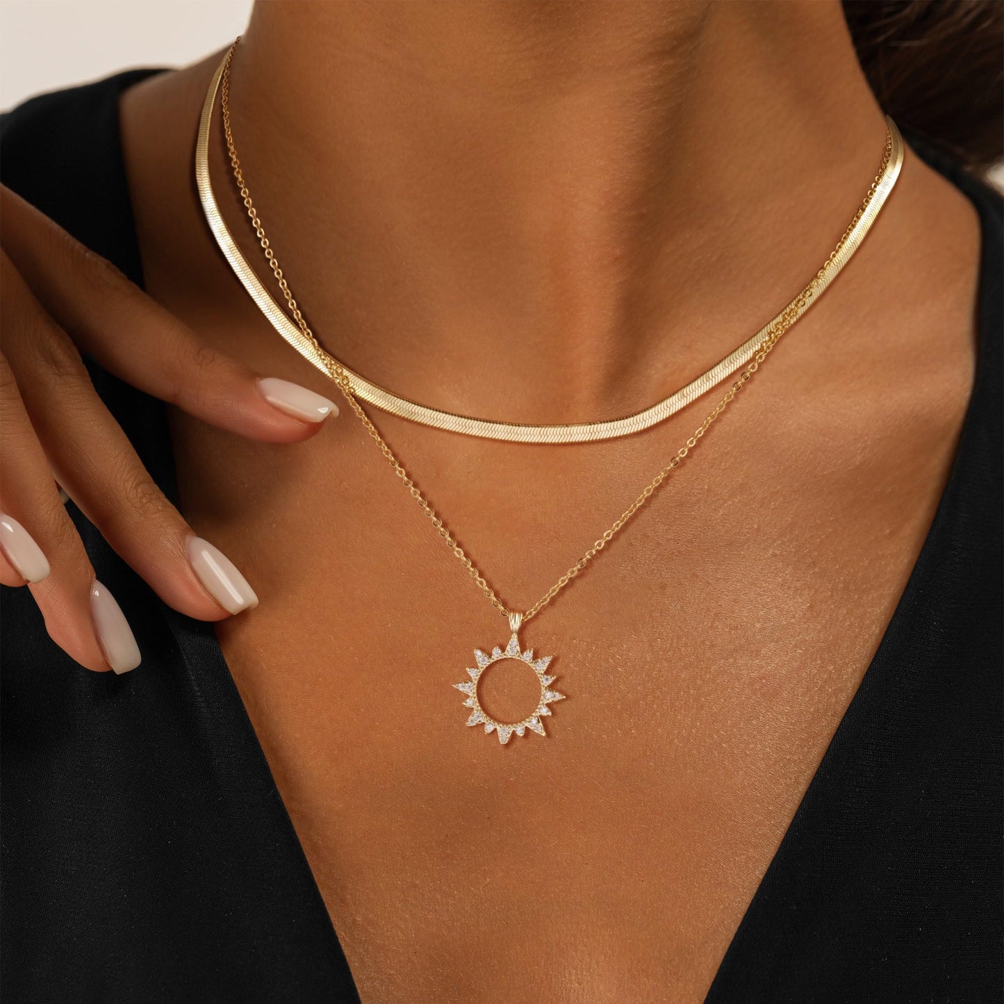 MFRYK Gold Necklaces Stack For Women,14K Gold Plated Simple Layered Choker Necklaces,Stackable Multilayer Gold Small Square Pendant Box Paperclip Chain Layered Necklaces Set Jewelry Gift for Women