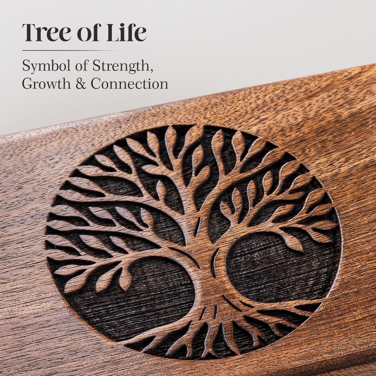 inanosa Handmade Mango Wood Tree of Life Jewelry Box, 7x5 inch Hand Carved Keepsake Box & Organizer, Unique Gift for Men & Women (Classic Tree of Life)