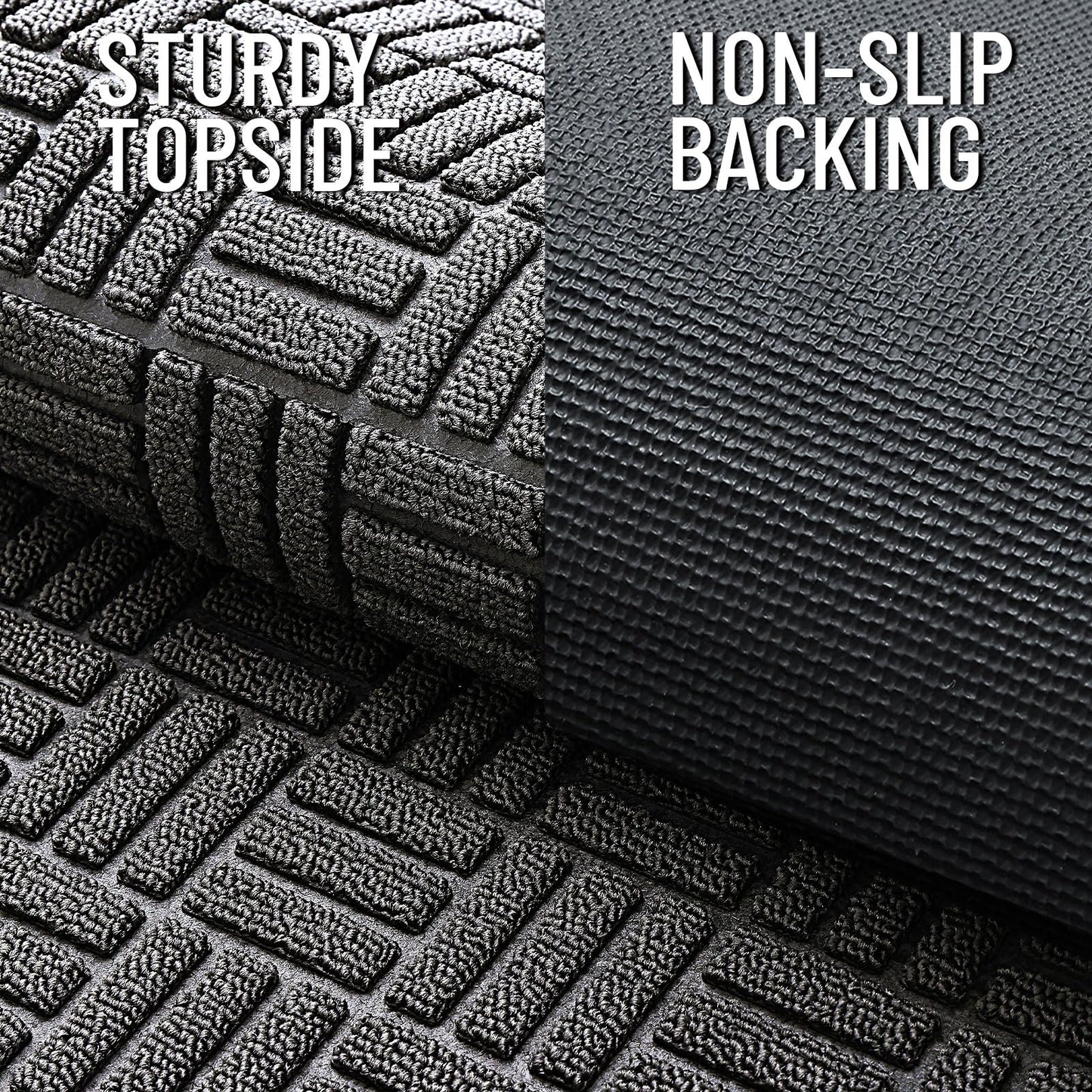 OLANLY Front Door Mat Outside Entrance 47x32, Absorbent, Heavy Duty Sturdy Natural Rubber Doormat Indoor Outdoor, Stain and Fade Resistant, Non-Slip Backing Low Profile Floor Mat for Entryway, Grey