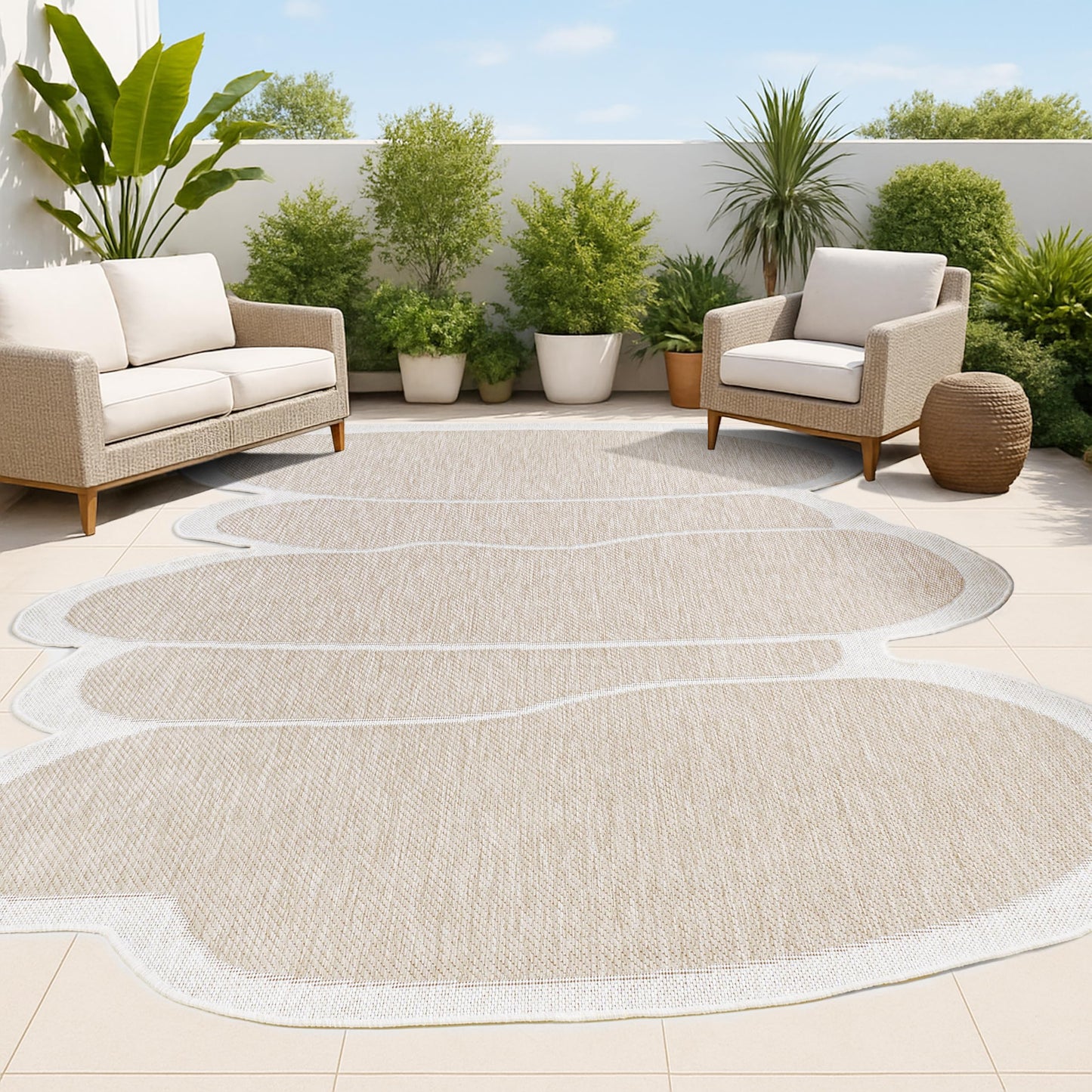 JONATHAN Y Rustic Abstract Indoor Outdoor Area Rug 8X10 Beige/Cream, Jasper Modern for Backyard, Patio, Porch, Easy-Cleaning, High Traffic, Pet-Friendly, Non-Shedding (SHP101B-8)