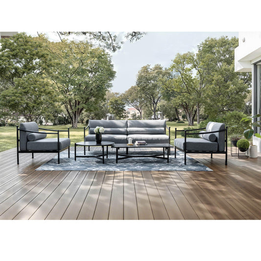 HERA'S HOUSE Patio Furniture Set, All Weather 5 Pieces Metal Outdoor Conversation Set with Sofa,Chairs and Coffee Table for Lawn, Garden, Backyard, Modern Outdoor Conversation Set for Deck