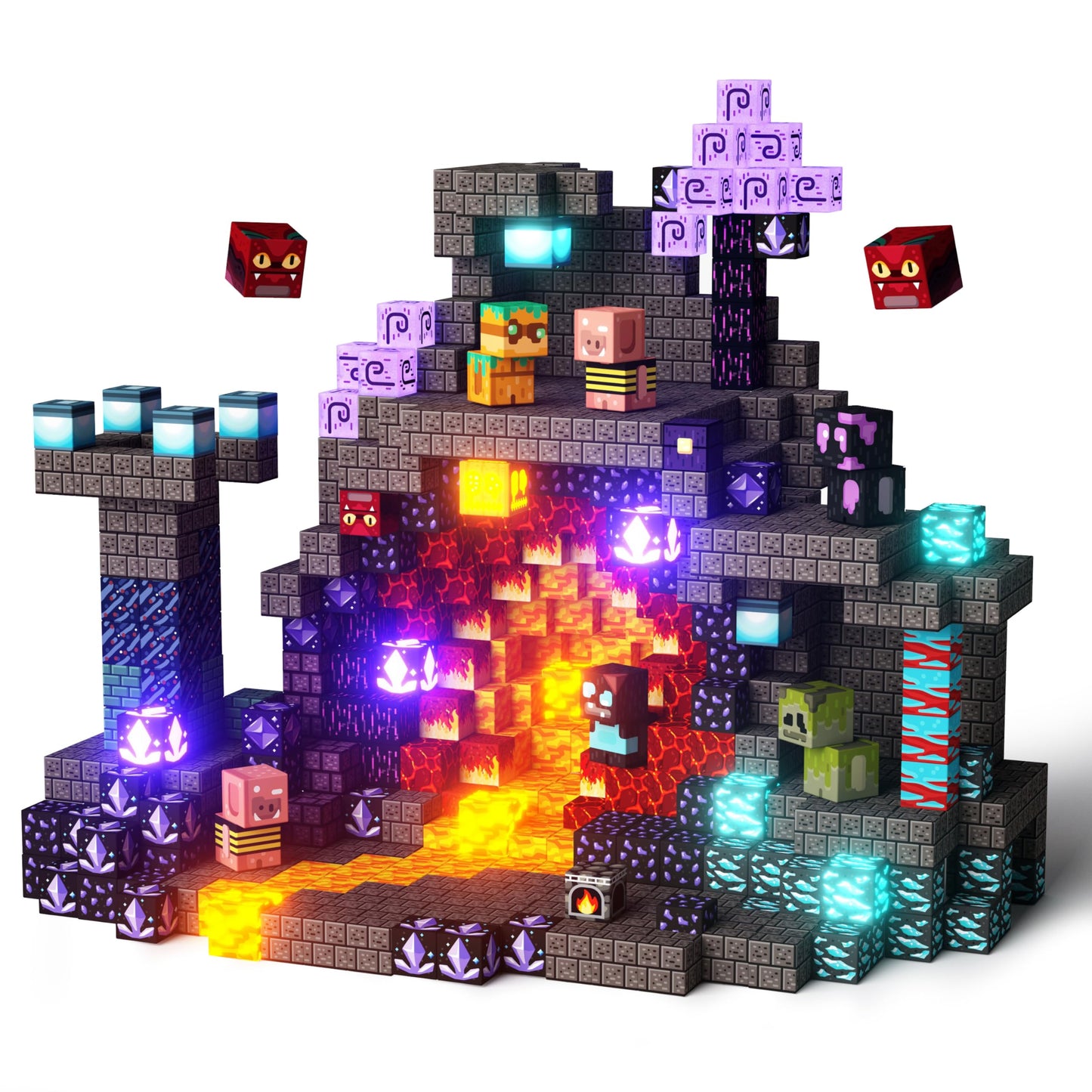 GobiDex Light-Up Magnetic Building Blocks Playset, STEM Sensory Travel Toys for Kids, Creative Pretend Play Montessori Gifts for Boys Girls