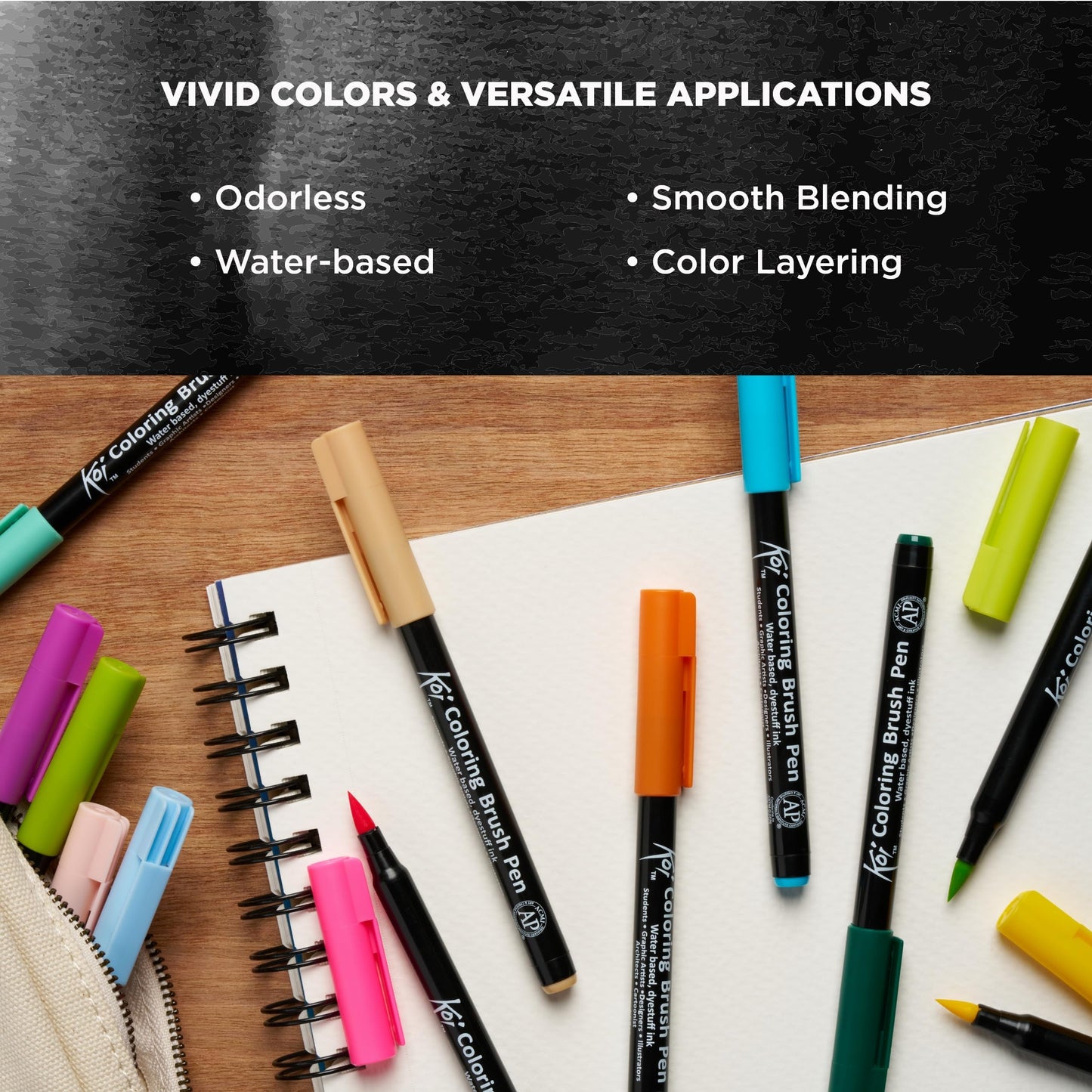 SAKURA XBR-48SA 48-Piece Koi Assorted Coloring Brush Pen Set