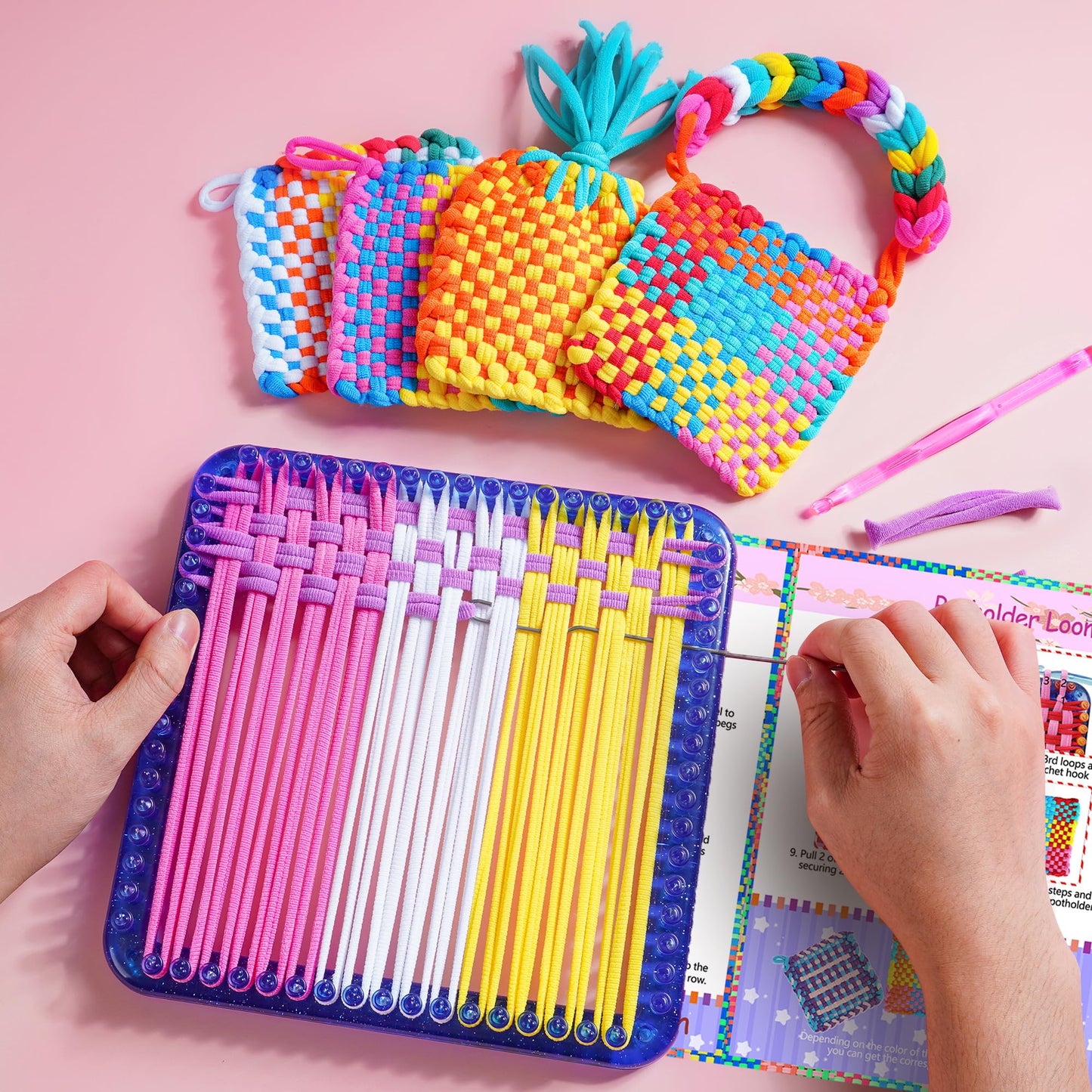 REENLIV Upgraded Weaving Loom Kit Toys for Kids & Adults, DIY Arts & Crafts, Easy Potholder Loom Knitting Activity for Beginners, Ideal Gifts for Girls Ages 5 6 7 8-12 13 Years Old, 252 Craft Loops