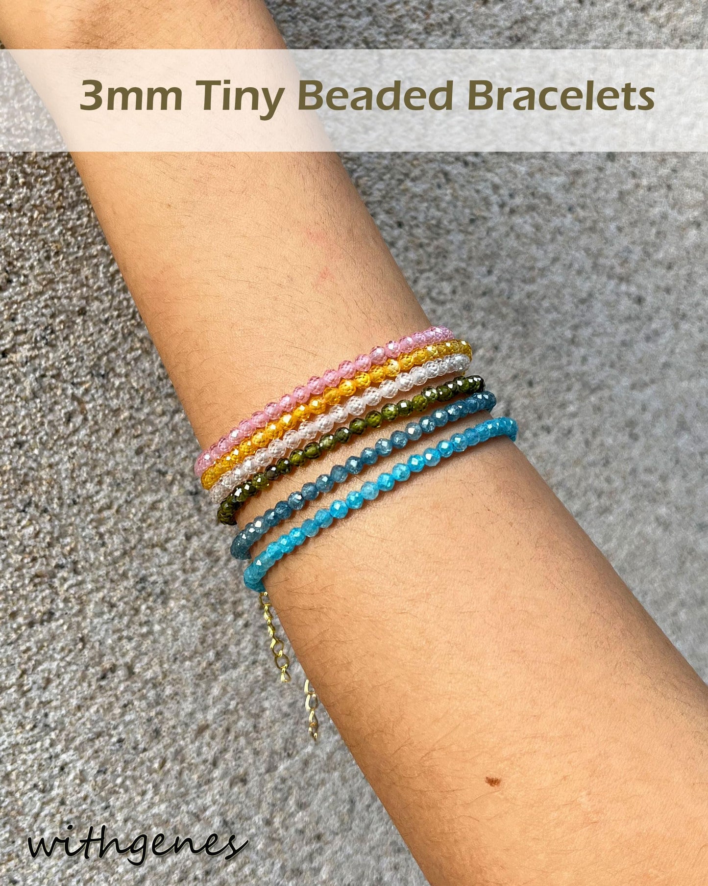 Withgenes Cubic Zirconia Bracelets for Women Shinning Diamond Crystal Bead Bracelet Unique Sparkly Simple Design Natural Stone Jewelry Gifts, CZ White