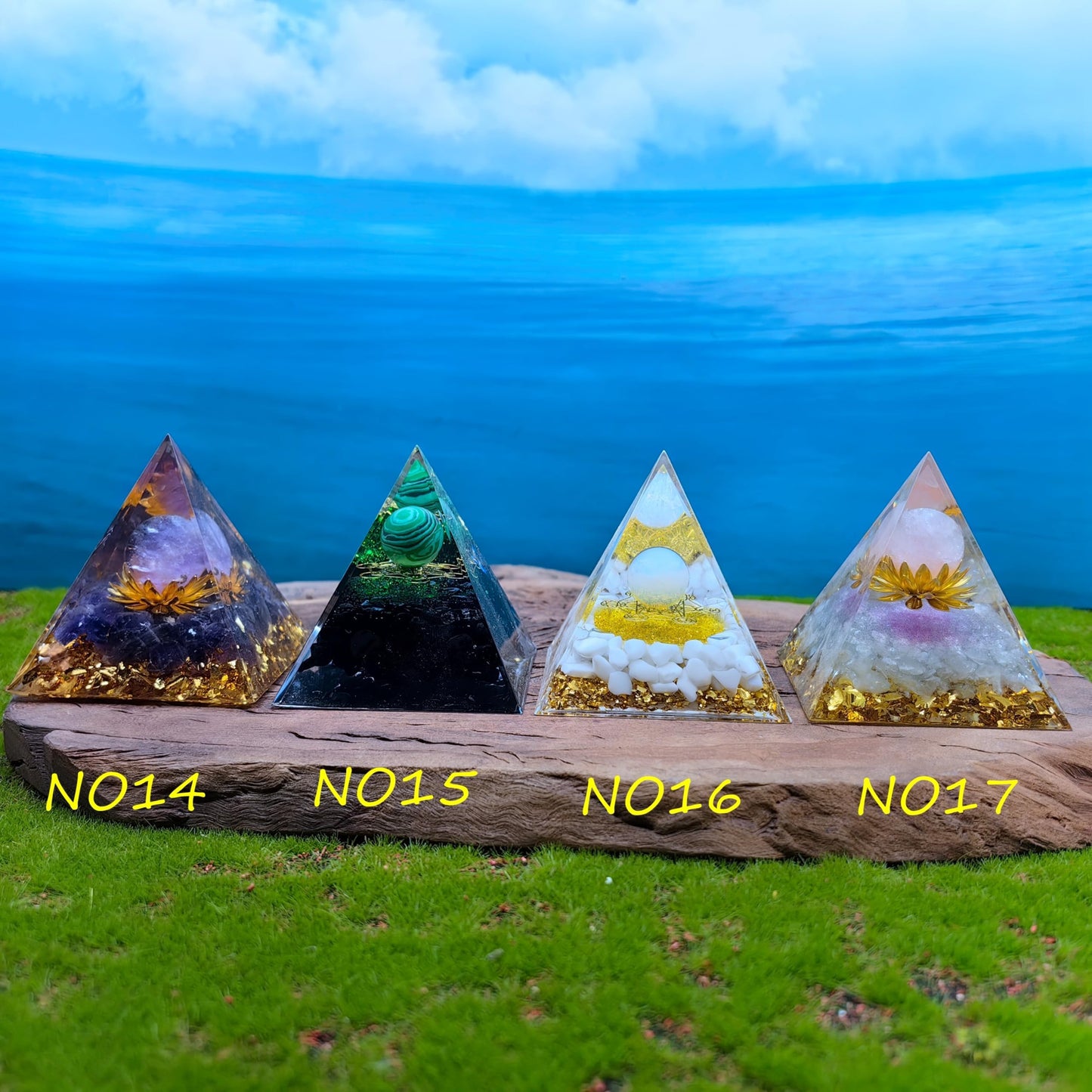 Healing Crystals Orgone Pyramid for Positive Energy, Stress Reduction, and Attracting Wealth and Luck Reduce Stress and Promote Healing with this Crystal Pyramid Home Decor (NO5,6cm)