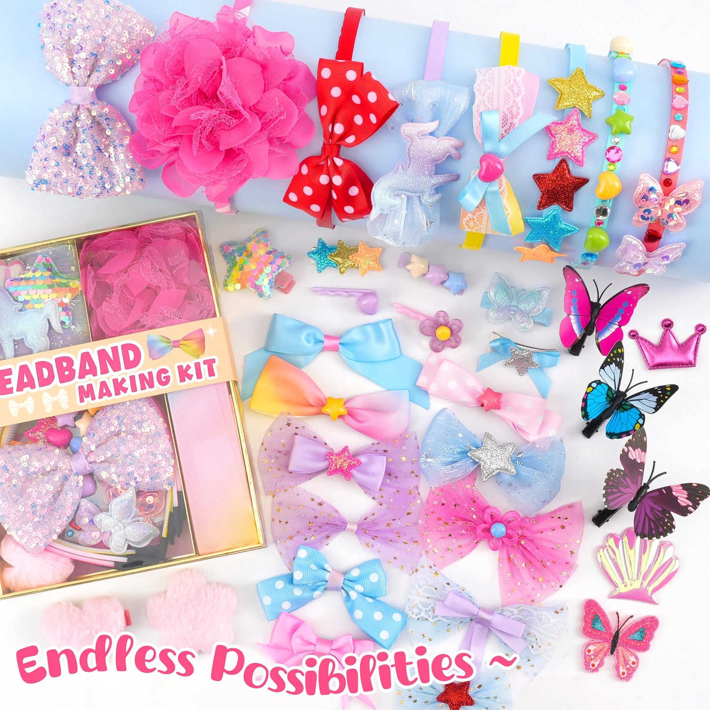 yasest Arts and Crafts Kit for Girls - DIY Headband Making Kit for Girls, 89pcs Fashion Hair Accessories Set, Art & Craft Gift for Kids 6-8 - Ideal Gifts for 5 6 7 8-12 Year Old Girl