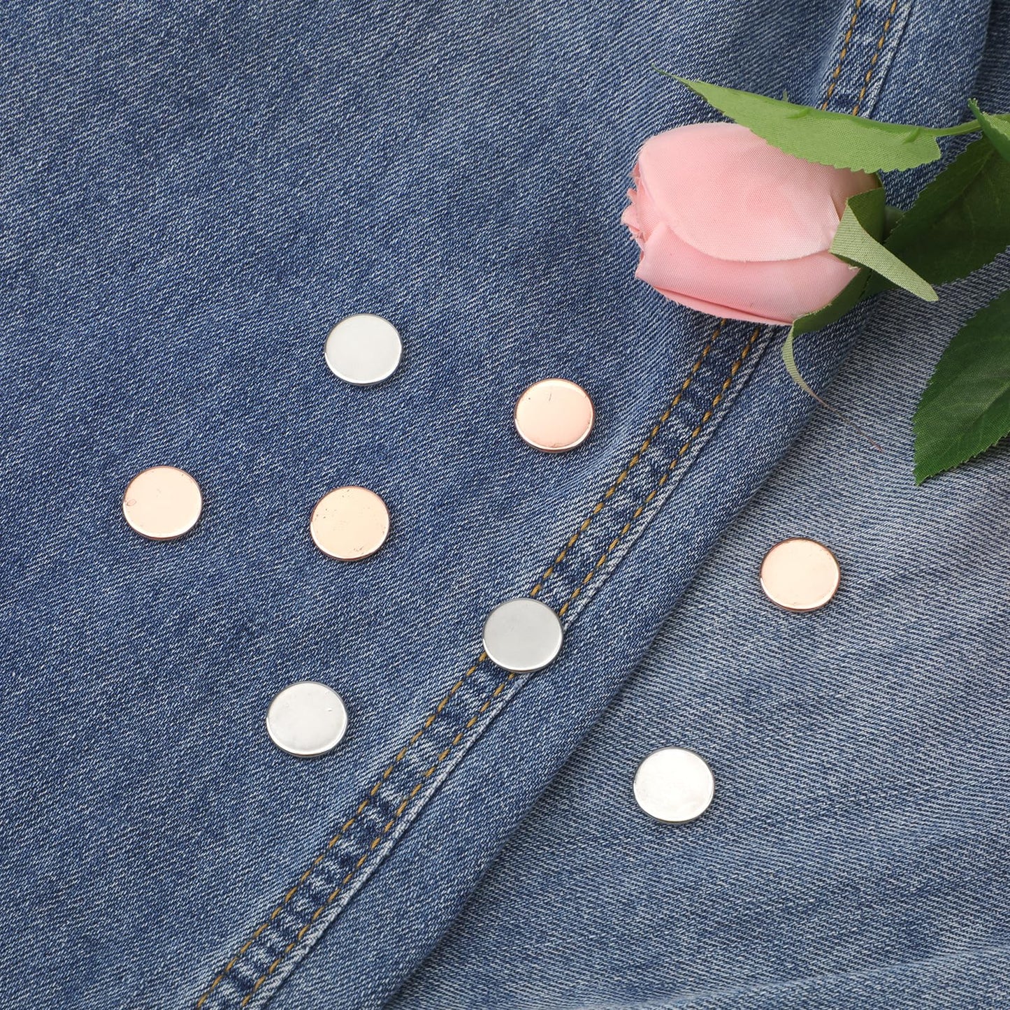 8pcs Hijab Magnetic Pins, Multi-Purpose Magnetic Scarf Clip no Snag Hijab Magnets Scarf Magnetic Clasp Strong Magnetic Hijab Pins Pinless Brooch for Women Clothes (Pink, Silver)