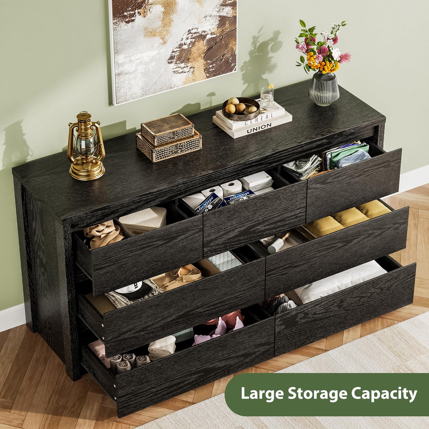 GarveeHome 7 Drawer Dresser for Bedroom, Wide Modern Chest of Drawers, Large Wood Dresser Wooden Storage Organizer for Living Room, Hallway Entryway