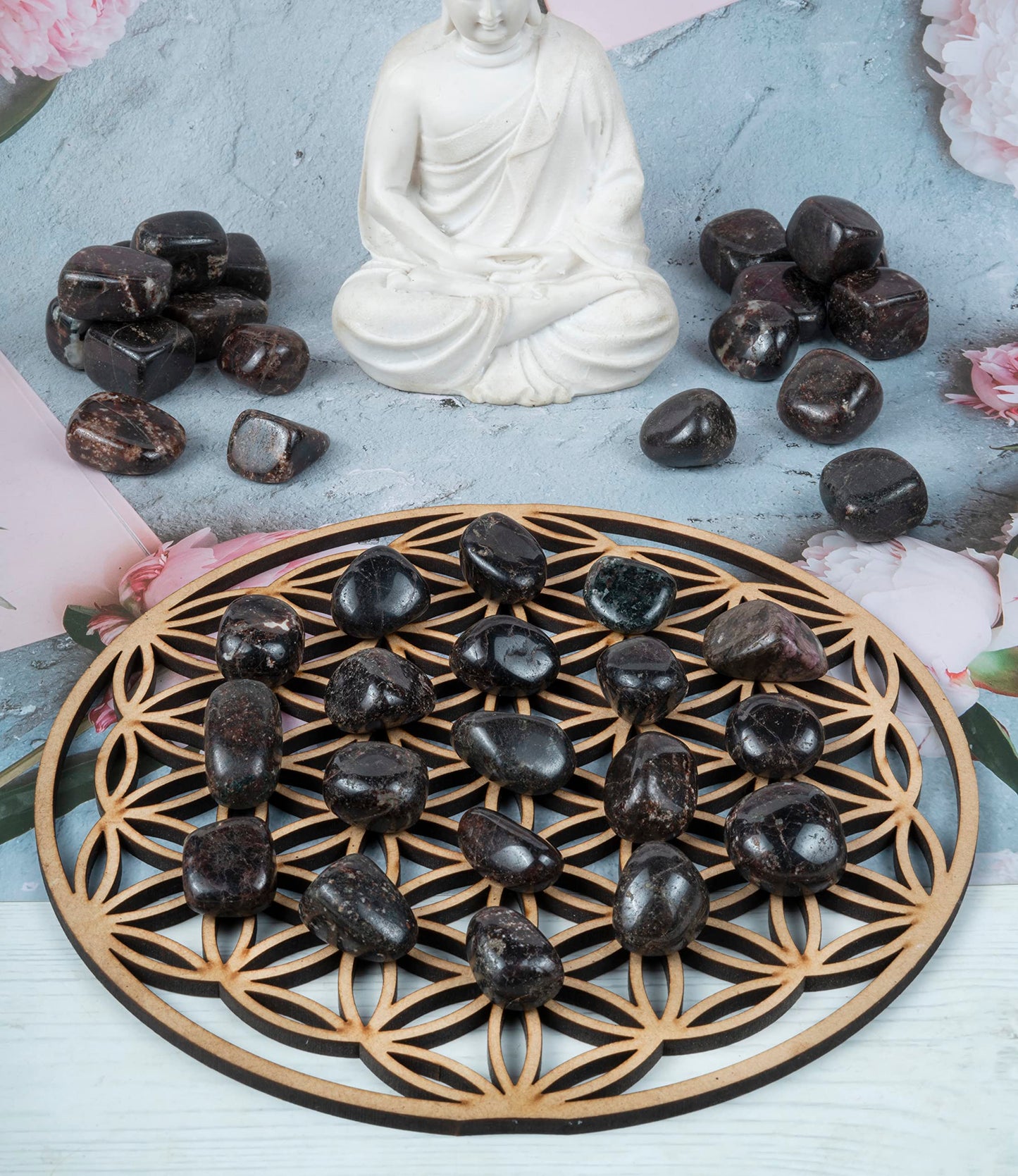 ZAICUS 1lb Garnet Tumbled Stones | Polished Crystals Healing | Natural Stones | Feng Shui | Chakra Balancing | Good Luck | Reiki Gift | Home Decor | Size 20-25 mm