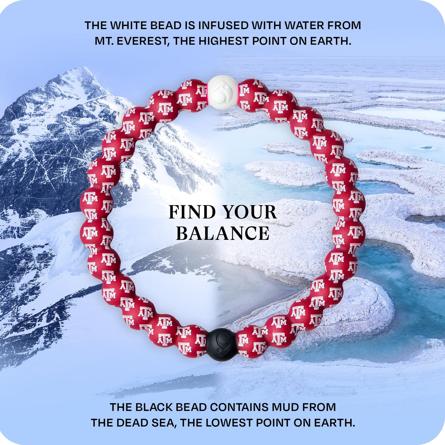 Lokai Collegiate Silicone Beaded Bracelet for Women & Men, Texas A&M University - Medium, 6.5 Inch Circumference - Silicone Jewelry Fashion Bracelet Slides-On for Comfortable Fit
