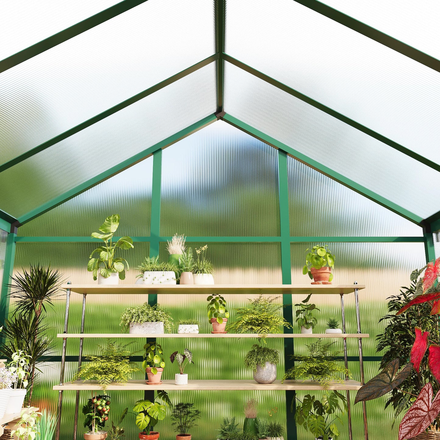 6 X 10 Greenhouse, Greenhouses for Outside, Polycarbonate Greenhouse with Aluminum Frame, Lockable Door and Ajustable Roof Vent for Backyard, Green Houses for Outside Garden Backyard, Patio