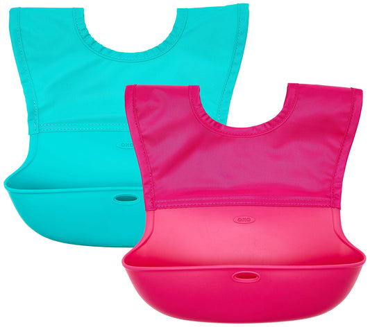 OXO Tot Roll-Up Bib - 2 Pack - Blossom and Dusk