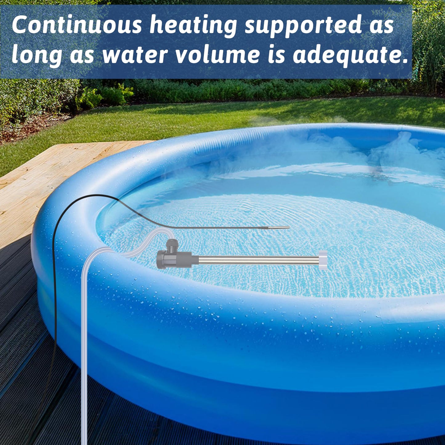 XCLBTFDC 1800W Immersion Water Heater Portable Electric Bathtub & Inflatable Pool Submersible Water Heater with Thermostat, GFCI for Bucket, Swimming Pool, Baptistry, Sap, Above Ground Pool & Hot Tub