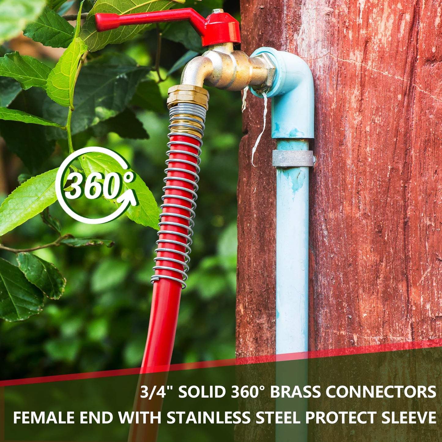 BLENDLITE 5/8" Garden Hose 50ft, -40℉ To 190℉ Hot/Cold, Heavy Duty,Flexible, 300psi Working, 1000psi Burst, 3/4" Brass Fittings with Hose Protector Coil Spring for Outdoor,Yard, Farm