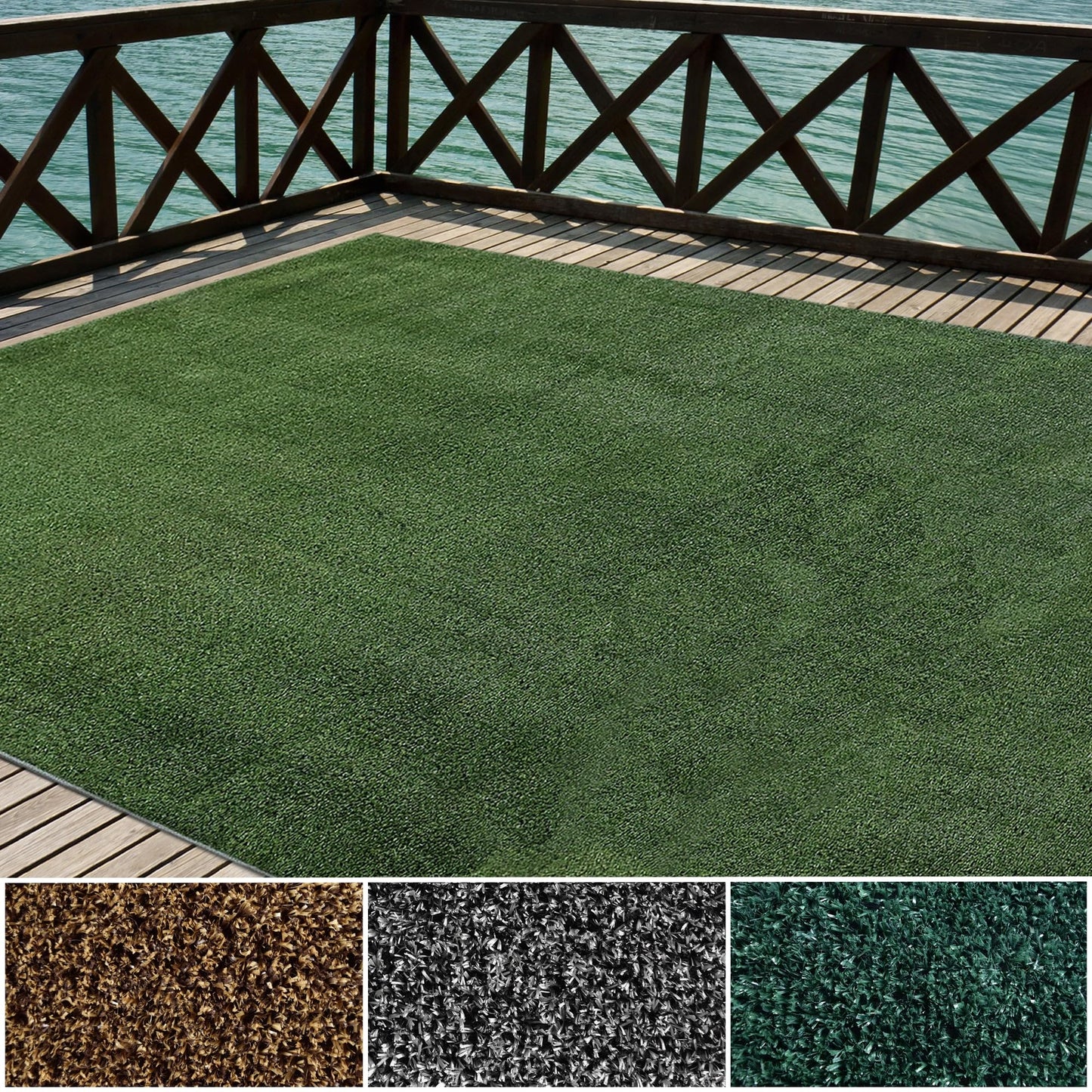 iCustomRug Synthetic Grass Rug – 6 x 13ft Lawn Green Turf Carpet for Patios, Yards, Boats, Camping – Indoor/Outdoor Use