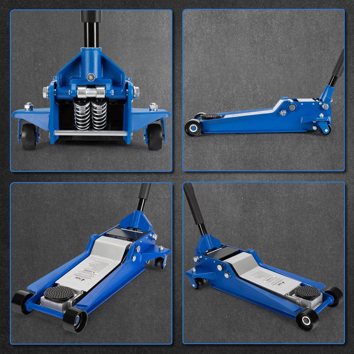 A A IN Hydraulic Low Profile Service/Floor Jack with Dual Piston Quick Lift Pump, 4 Ton (8,000 lb) Capacity, Blue