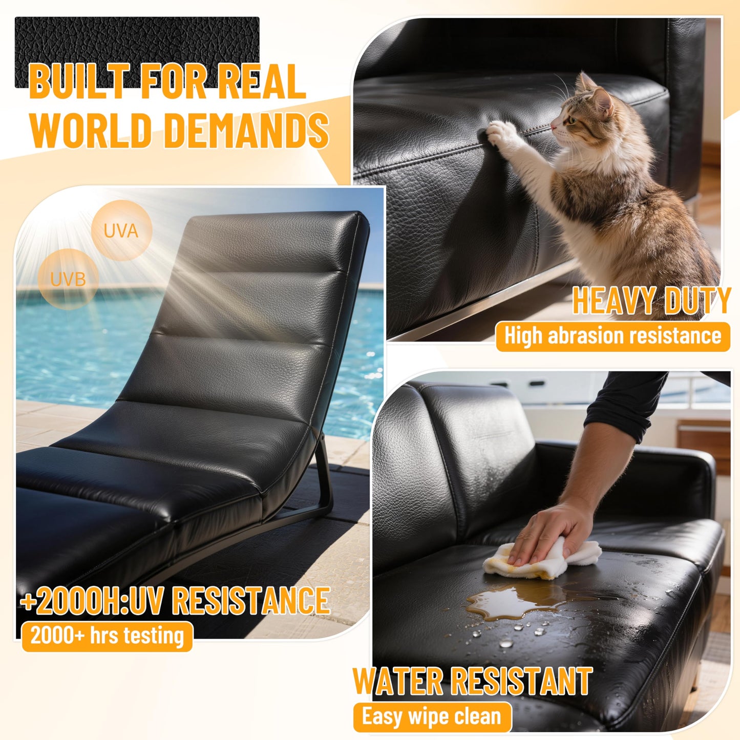 Meneng Self-Adhesive Leather Marine Vinyl: 10 Yard Roll Heavy Duty Boat Seat Vinyl - Waterproof & Scratch-Resistant for Marine Upholstery - Leather Repair Patch for Furniture Sofa Couch