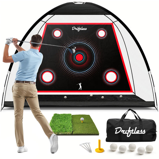 Golf Net – 10x7 ft Practice Net for Backyard Driving, Indoor Hitting Net with Mat, A Great Gift for Golfers or Dad – Golf Training Aid