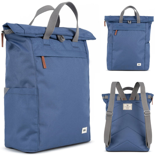ORI LONDON Travel Backpack - Large Water-Resistant Nylon Rolltop Laptop Backpack for Men & Women - The Finchley - Burnt Blue