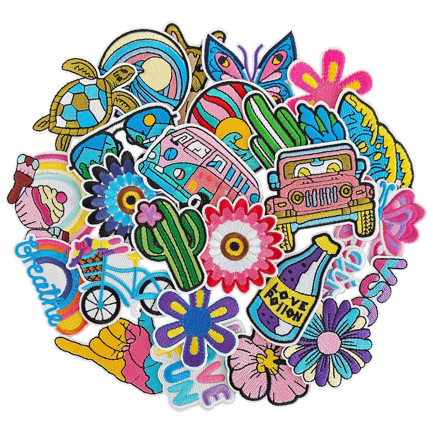 GYGYL 25Pcs Iron on Vintage Patches, Retro Aesthetics Applique Embroidered Sew on/Iron on Patches for Backpacks, Clothes, Dress, Hat, Jeans, Pant, Shoe,Bags