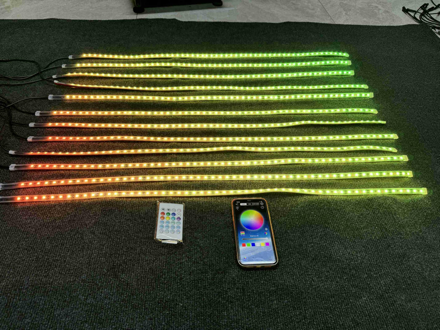 FIJVKNXY 12PCS 4FT IP68 Single Row RGB Dream Chasing Flowing Addressable LED Light Strips - APP/Remote, for Polaris Slingshot/Golf Cart/Ryker/Spyder/Bike/Cycle, Polaris Slingshot Lights