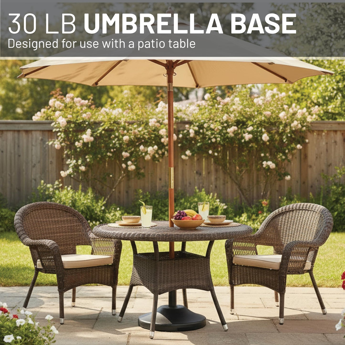 US Weight 30 Pound Umbrella Base - Weighted Umbrella Base for Use with Patio Table – Heavy Duty Base- Made in The USA