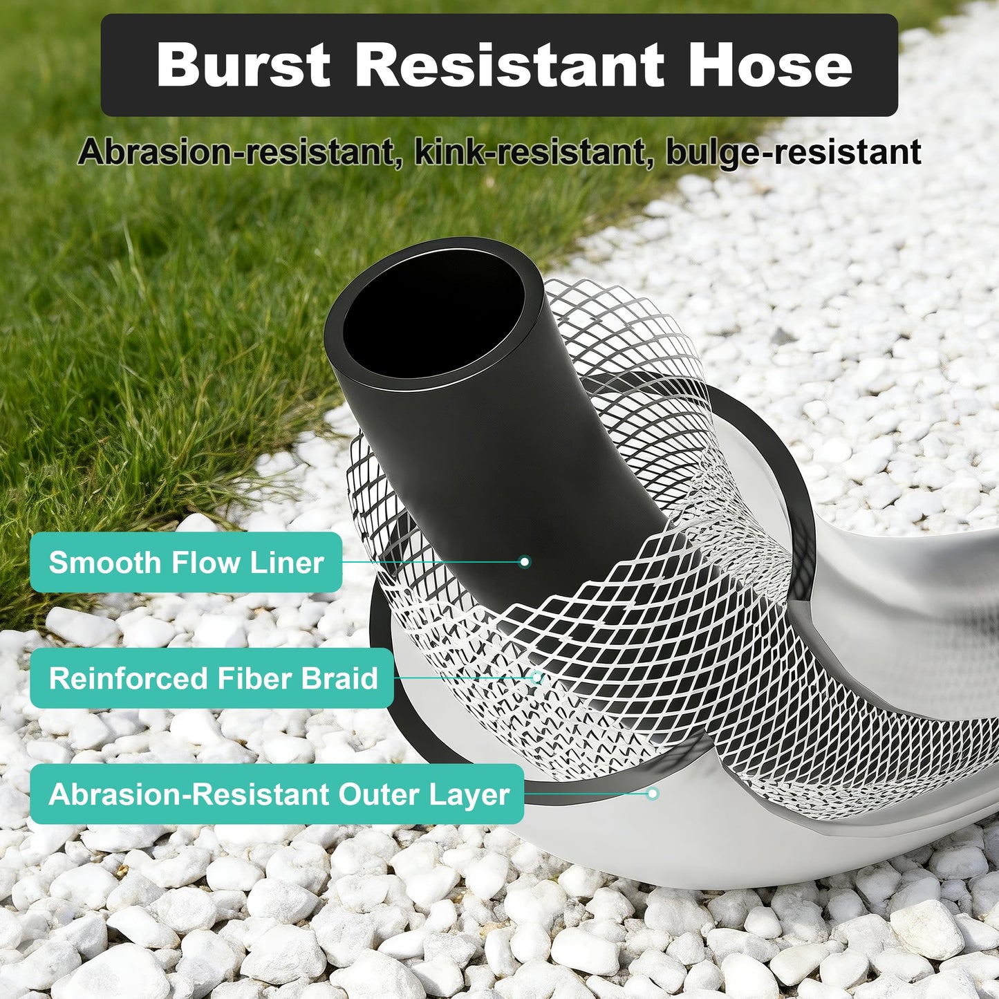Retractable Garden Hose Reel - 1/2 in x 120 ft Automatic Wall Mount Heavy Duty Automatic Water Hose Reel with 9 Patterns Nozzle, Kink-Resistant Hose, 180° Swivel, Auto-Lock for Outdoor Watering
