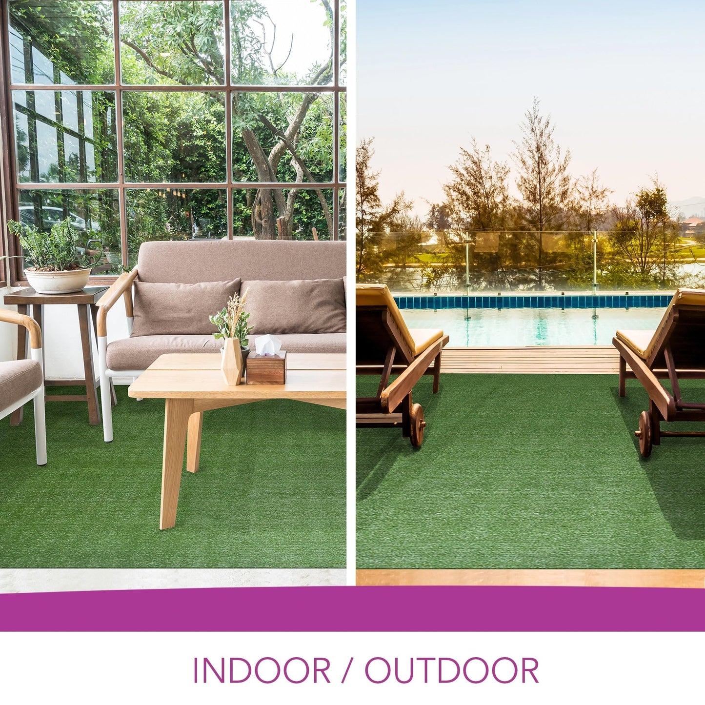 iCustomRug Synthetic Grass Rug – 6 x 13ft Lawn Green Turf Carpet for Patios, Yards, Boats, Camping – Indoor/Outdoor Use