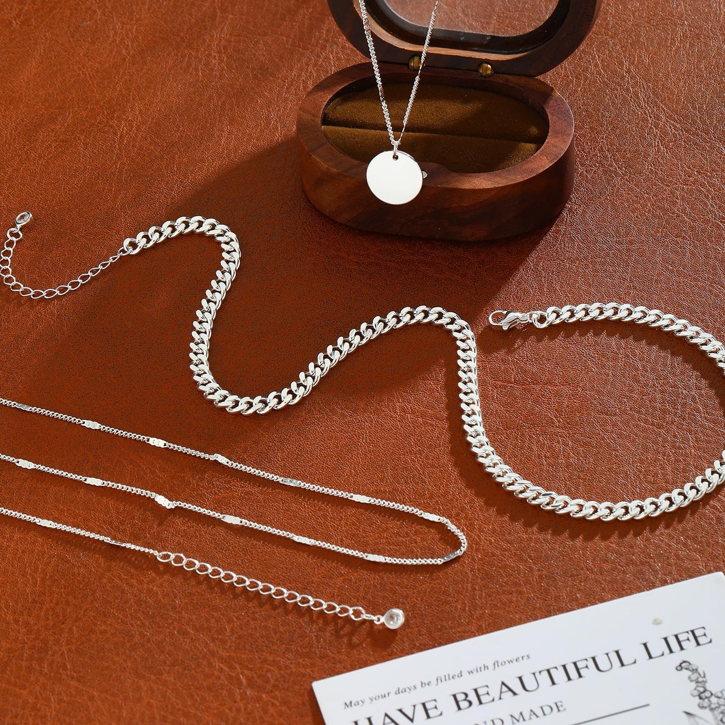AGWOLF Gold/Silver Layered Necklaces for Women,Dainty 14k Gold Plated Stackable Choker Necklaces for Women,Trendy Layering Coin Chain Pendant Jewelry Set Gifts