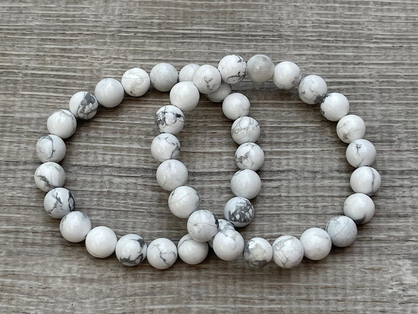 GAF TREASURES White Howlite Crystal Bead Bracelet 8mm, Genuine White Howlite Stretch Gemstone Bracelet, Healing Crystal Bracelet, Gift for Men & Women (1)