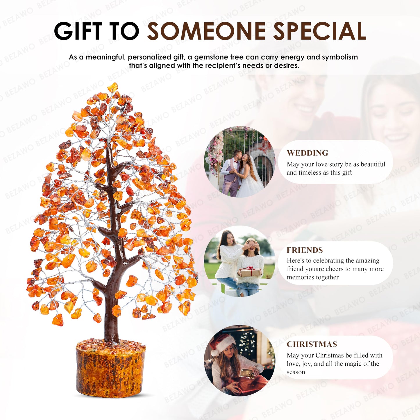 Crocon® Carnelian Crystals Tree, Birthday Gifts for Women, House Warming Gifts New Home Decor, Healing Crystals Spiritual Present, Mom Birthday Gift Her, Orange Decor, Gemstones Money Tree Positivity