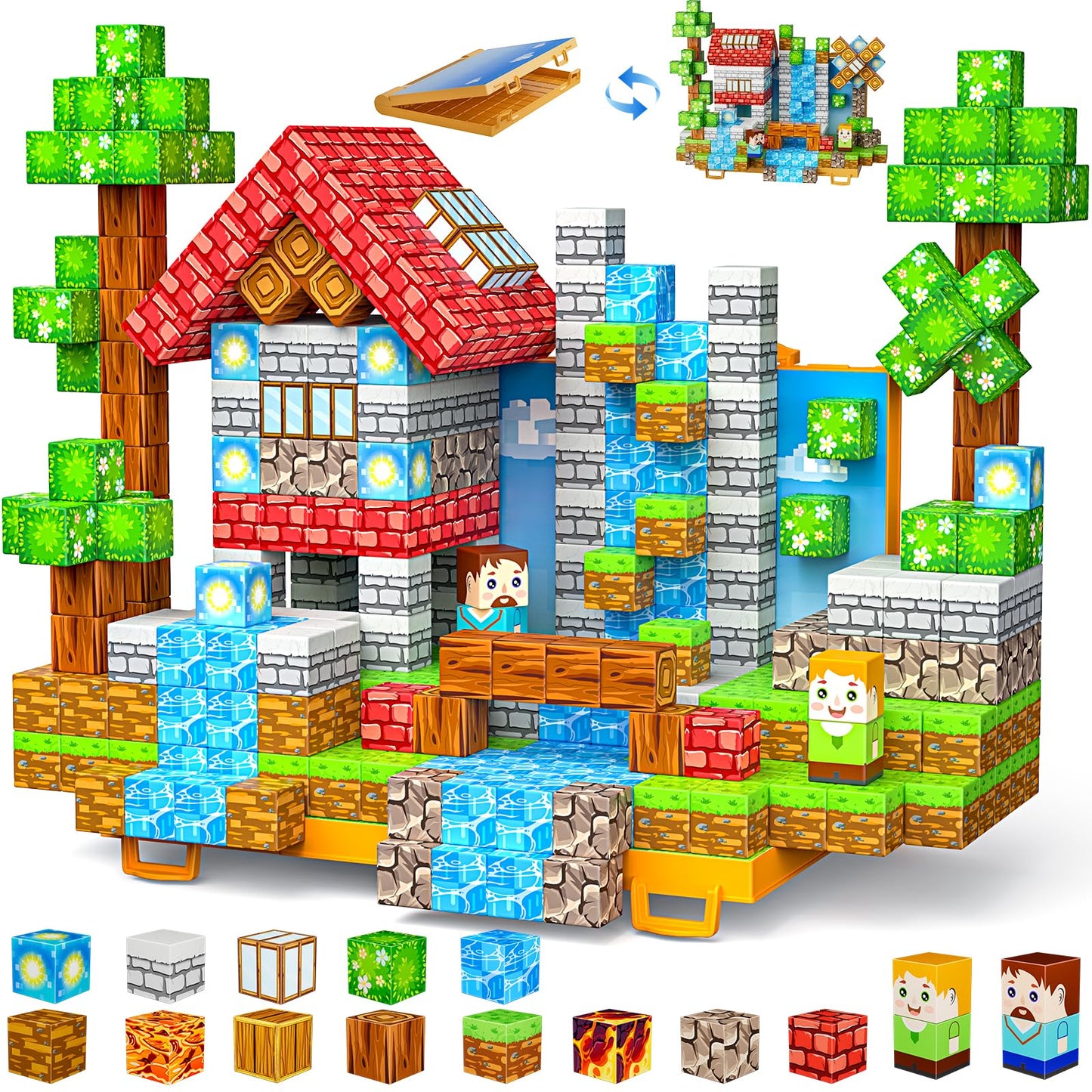 Wxlbr Magnetic Blocks, Magnetic Building Blocks,STEM Constructions Magnet Blocks for Kids, Boys and Girls Age 3+ Years Old, Building Toys Gifts for Kids 84PCS 1" Large Size