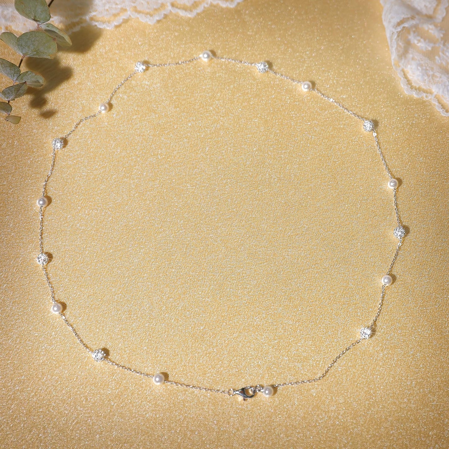 UTISUVIKO Lariat Necklace for Women,Dainty Long 14K Gold Plated Y-Shaped Pearl Necklace 925 Sterling Silver Cubic Zirconia Crystal Ball Sparkle Necklace for Mother Daughter Wedding Valentine’s Day Jewelry